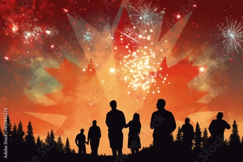 Illustration of Canada Day, celebrating day of Canada, Canadian flag. Generative AI