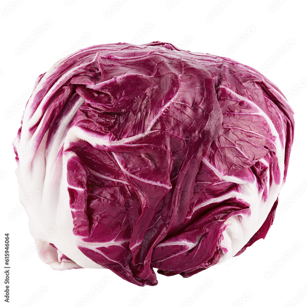 Isolated red salad. Red trevisane salad, radicchio, isolated on white background with clipping path as package element. Isolated red salad. Red trevisane salad, radicchio, isolated on white background with clipping path as package element.