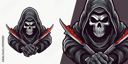 Fierce God of Death Logo: Dynamic Illustration Vector Graphic for Sport and E-Sport Teams