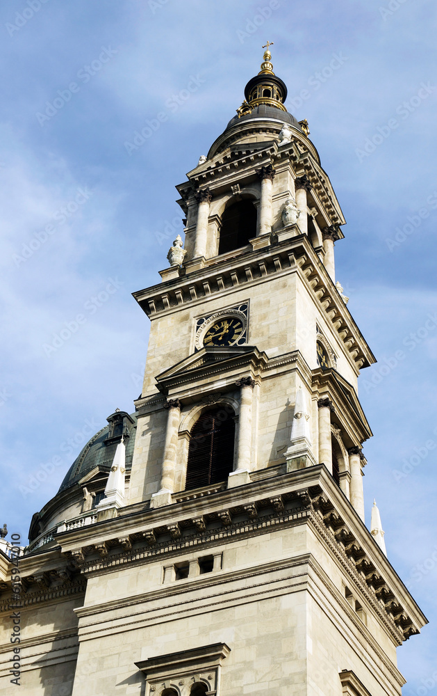Obraz premium Bell tower at St. Stephen basilica in Budapest, Hungary