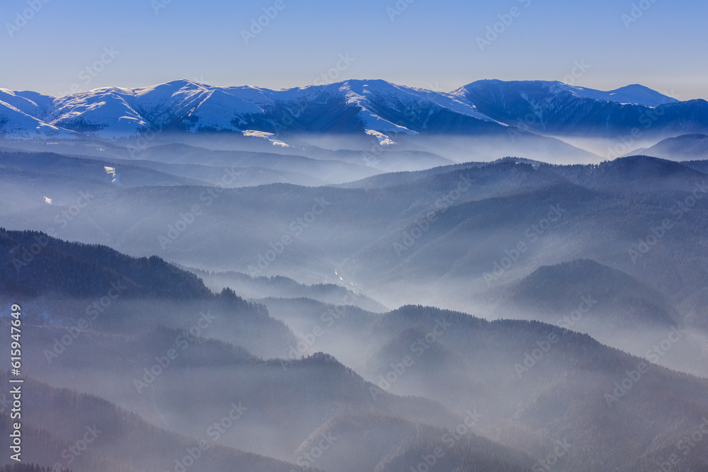 mountain landscape in winter. Bucegi Mountains, Romania