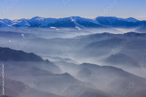 mountain landscape in winter. Bucegi Mountains, Romania