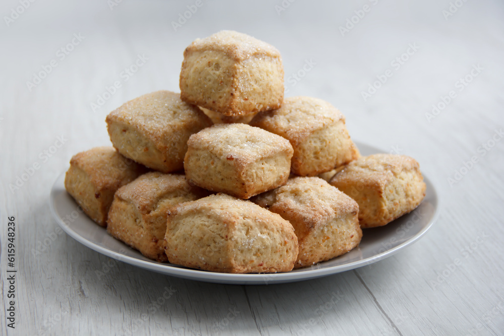 fresh baked home appetizing curd biscuits. selective focus.