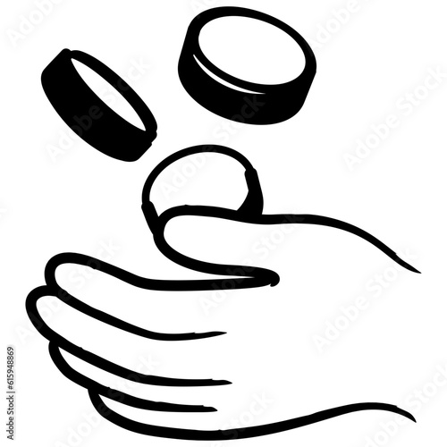 Hand catching coins