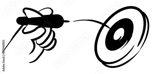 Illustration of hand throwing a dart on target