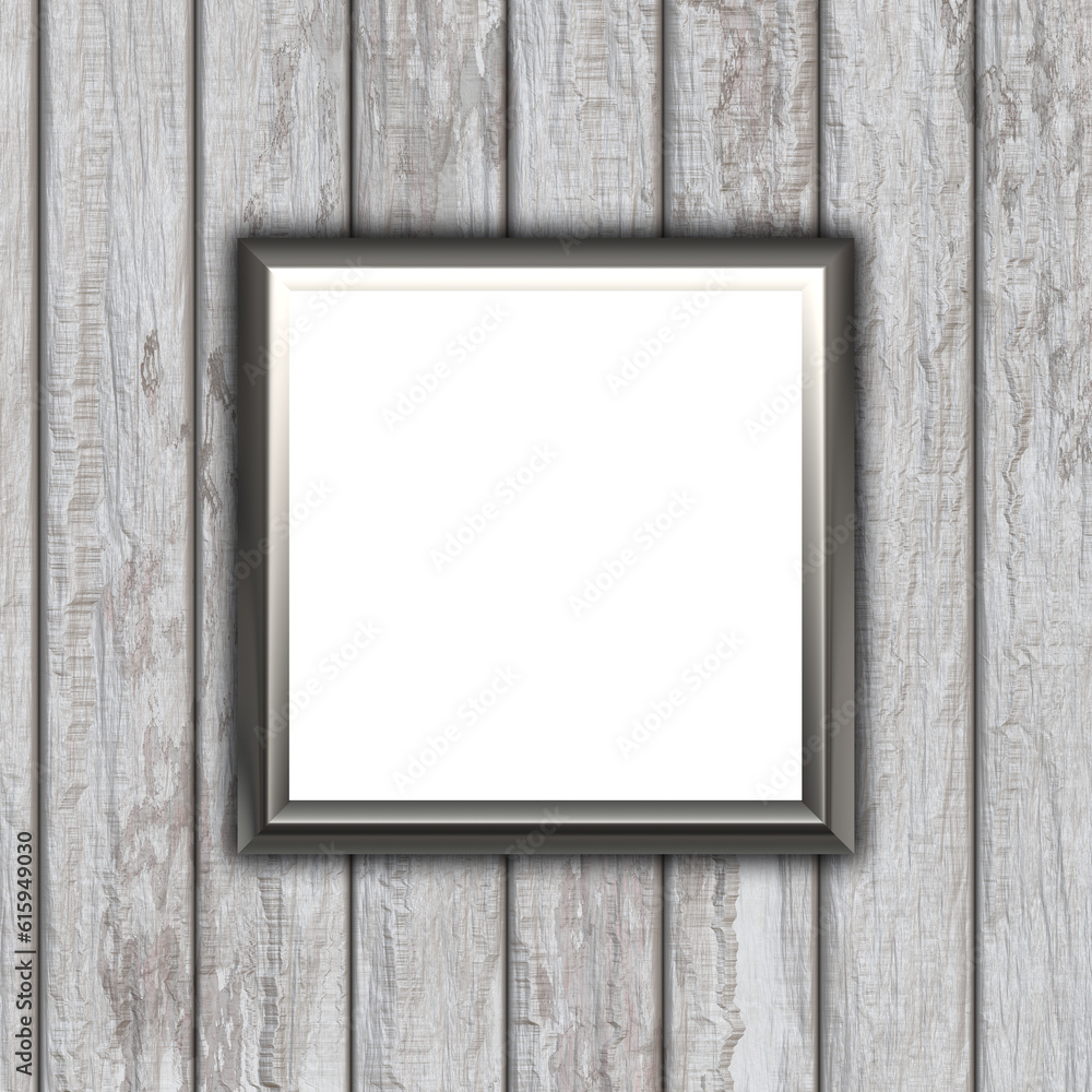 3D render of a blank picture frame on a wooden texture background 3D render of a blank picture frame on a wooden texture background