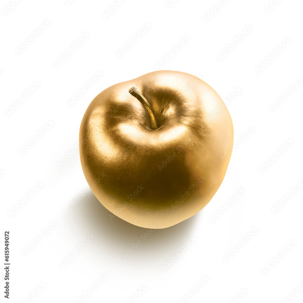 Gold apple isolated on white background. Gold fruit Gold apple isolated on white background. Gold fruit