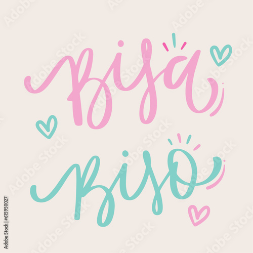Bisa and Biso. great grandfather and great grandmother in brazilian portuguese. Modern hand Lettering. vector.