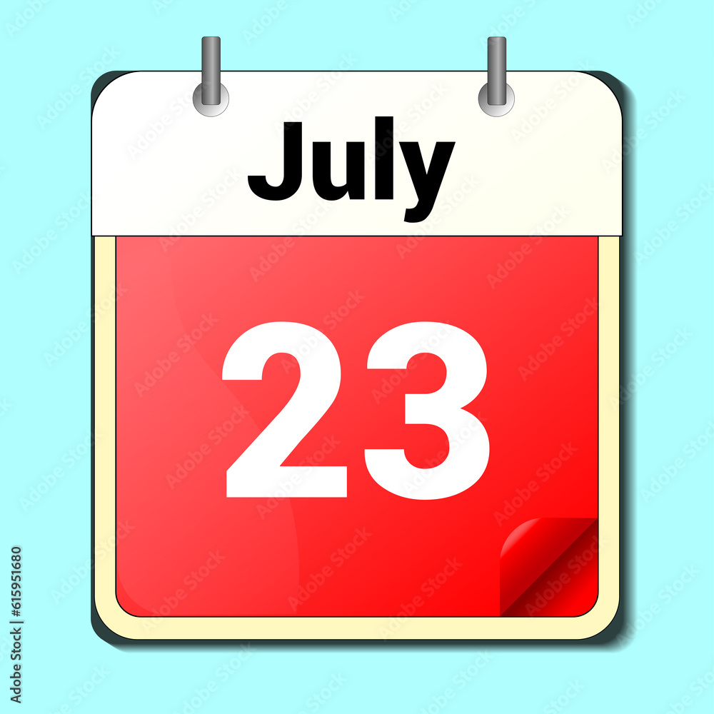 day on the calendar, vector image format, JULY 23 day on the calendar, vector image format, JULY 23