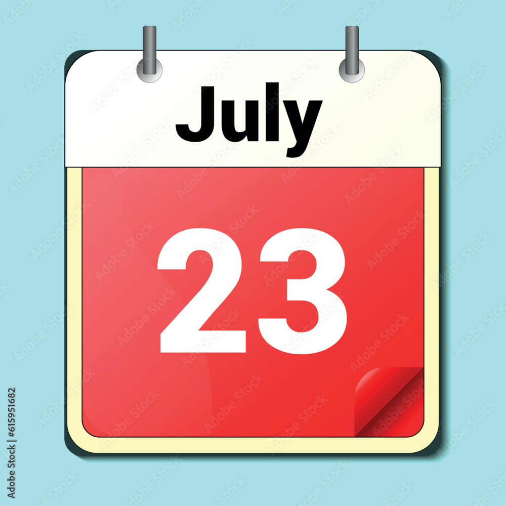 day on the calendar, vector image format, JULY 23 day on the calendar, vector image format, JULY 23