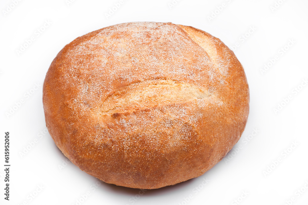 Freshly baked gluten free organic bread on white background