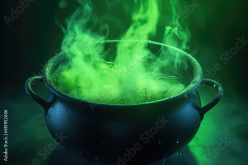 A vibrant image of a witch’s cauldron shot from a low angle. Generative AI