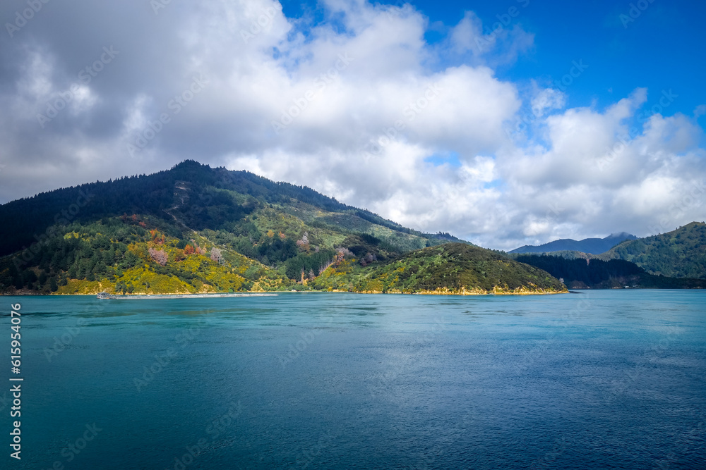 Marlborough Sounds coast and hills, New Zealand Marlborough Sounds coast and hills, New Zealand