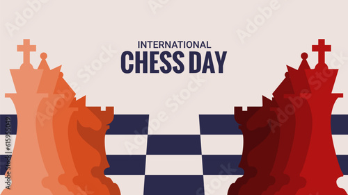 flat design international chess day banner template