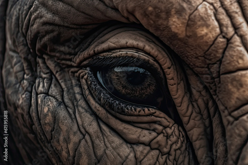 an elephant's eye, with the pupil visible to show how it looks like he is looking at you