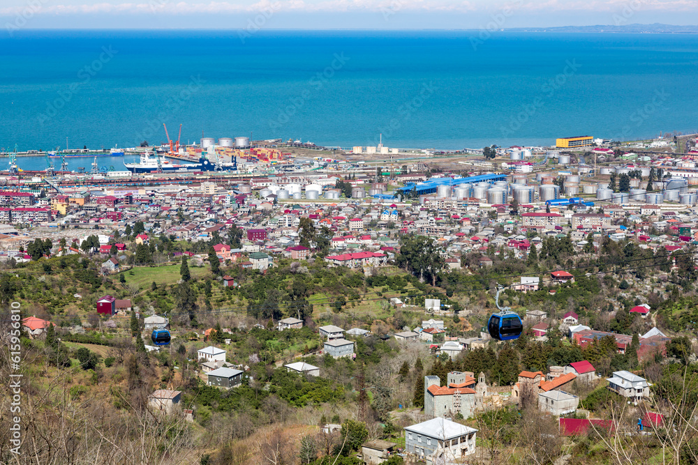 View from the observation deck on the georgian city of Batumi, Europe. Tourist center on the Black Sea coast