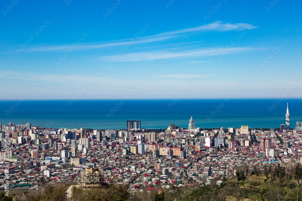 View from the observation deck on the georgian city of Batumi, Europe. Tourist center on the Black Sea coast View from the observation deck on the georgian city of Batumi, Europe. Tourist center on the Black Sea coast