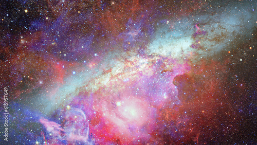 Fotografía Colored nebula and open cluster of stars in the universe