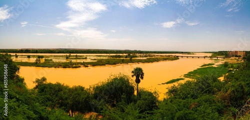Canvas-taulu Aerial view to Niger river in Niamey , Niger