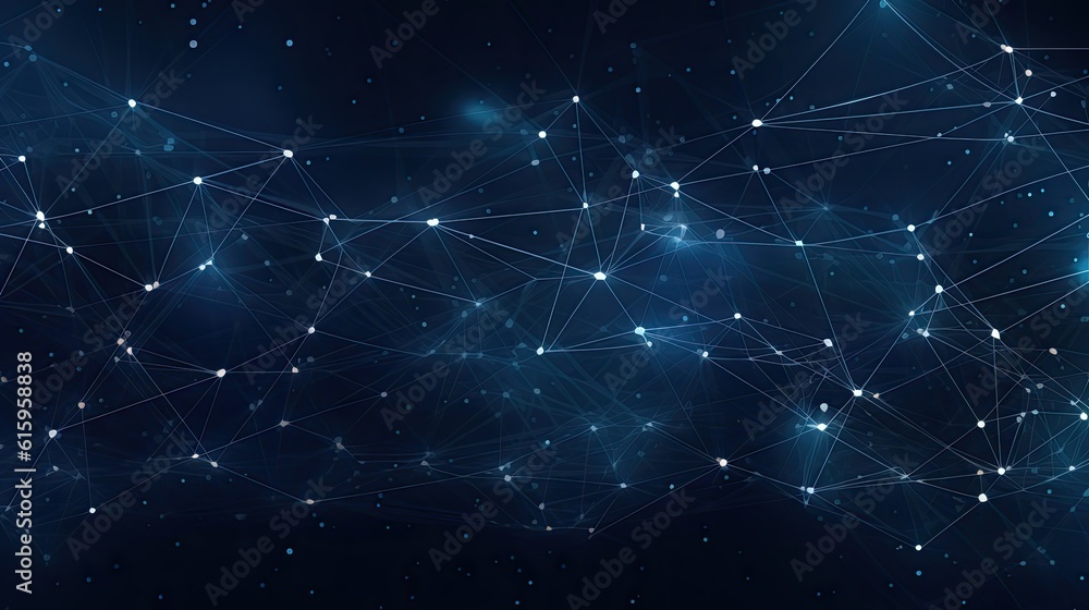 Fototapeta premium Technology abstract lines and dots connection background. Connection digital data and big data concept. Digital data visualisation illustration by Generative AI