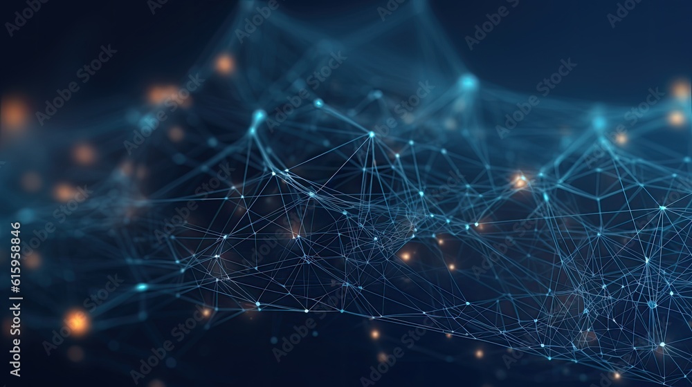 Technology abstract lines and dots connection background. Connection digital data and big data concept. Digital data visualisation illustration by Generative AI Technology abstract lines and dots connection background. Connection digital data and big data concept. Digital data visualisation illustration by Generative AI