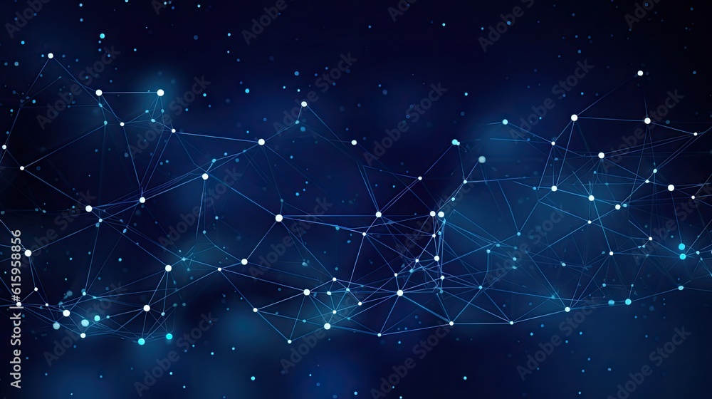 Fototapeta premium Technology abstract lines and dots connection background. Connection digital data and big data concept. Digital data visualisation illustration by Generative AI