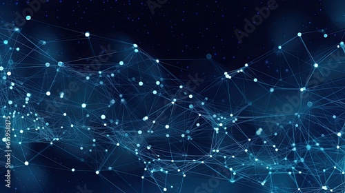 Technology abstract lines and dots connection background. Connection digital data and big data concept. Digital data visualisation illustration by Generative AI