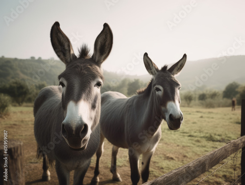donkeys on hill 