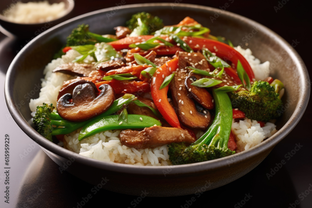 stir fried vegetables and rice