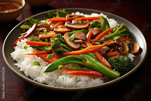 stir fried vegetables and rice