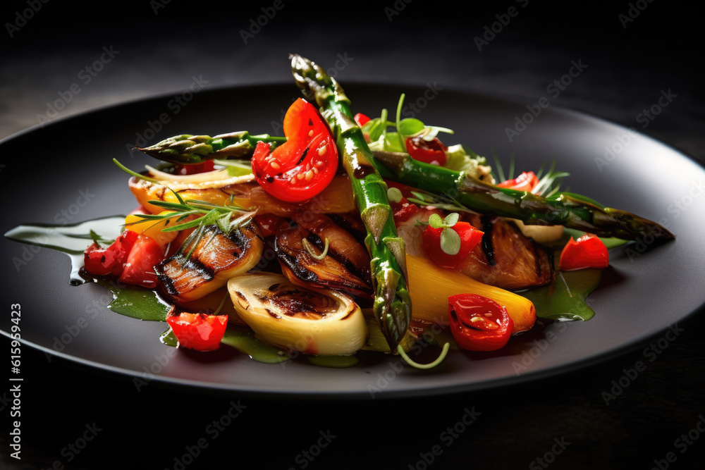 grilled vegetables plated