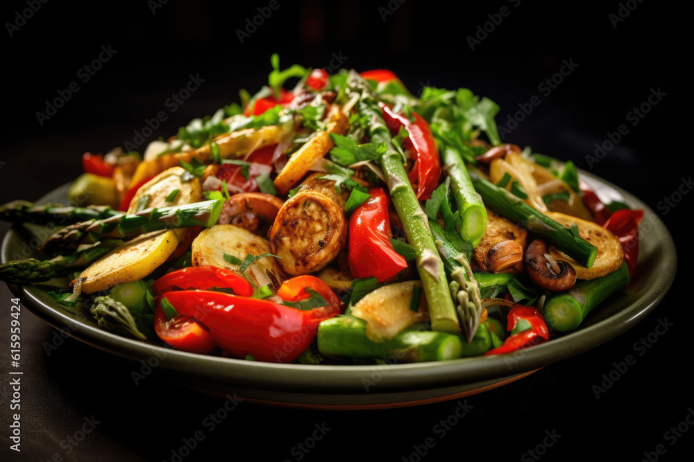 grilled vegetables plated