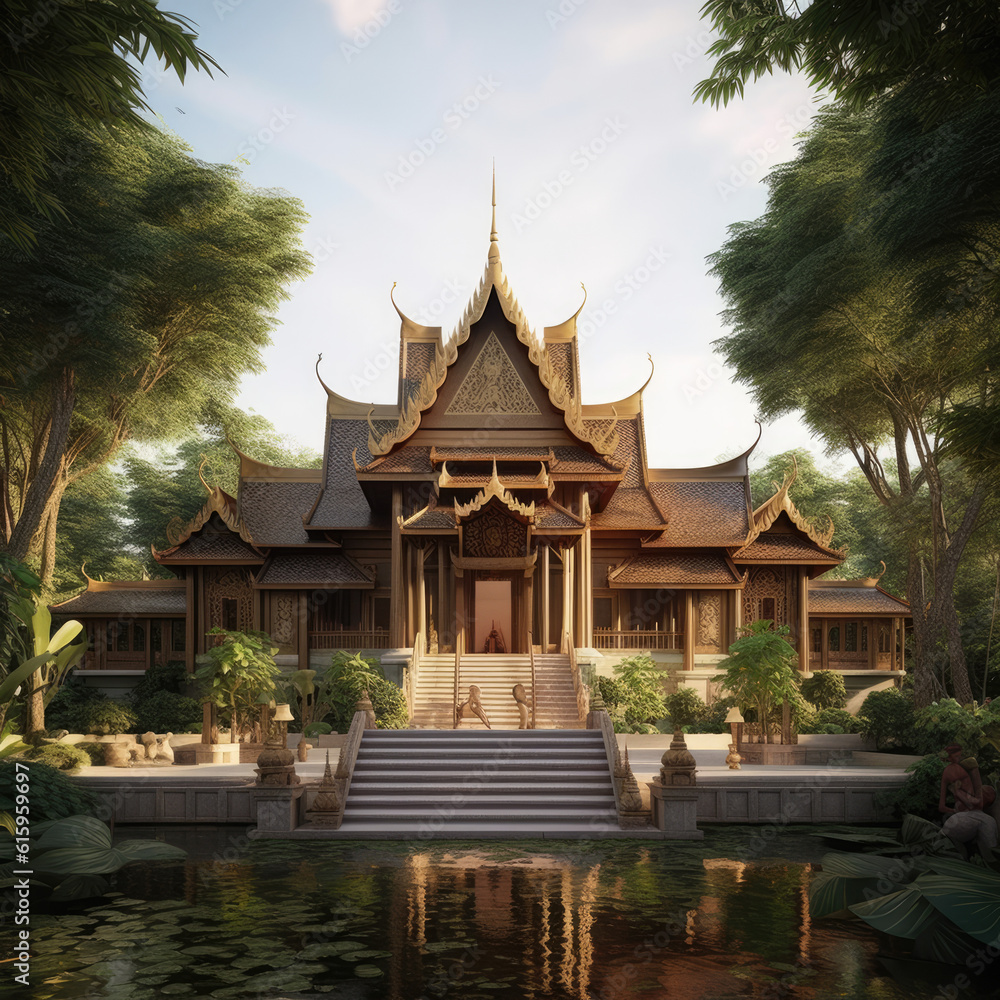 An enchanting Thai modern architecture created with Generative AI technology