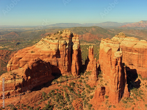 Capturing the beauty of the red rock mountains from a helicopter, Sedona, Arizona, USA © Designpics