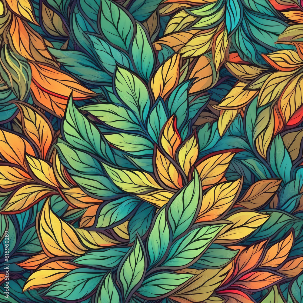 Autumn leaves pattern with retro style and colourfull Autumn leaves pattern with retro style and colourfull