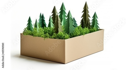 forest in paper box created with Generative AI technology