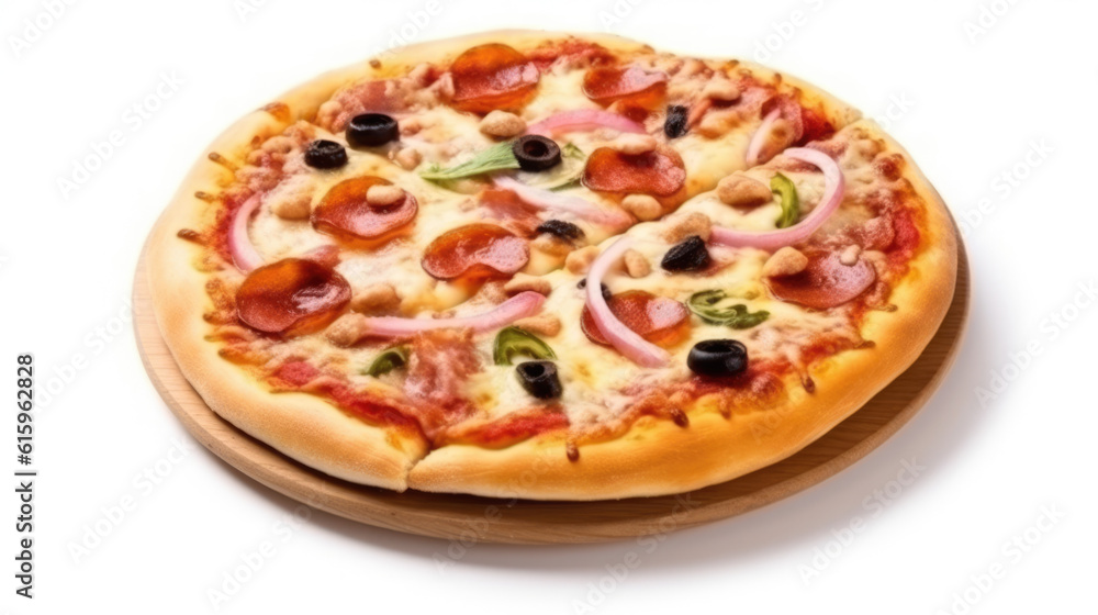 Pizza isolated on white created with Generative AI technology