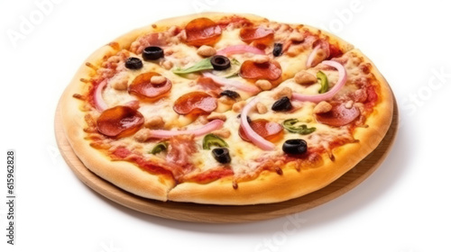 Pizza isolated on white created with Generative AI technology