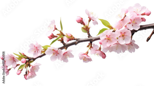 Sakura branch on white background created with Generative AI technology © Poprock3d