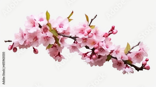 Sakura branch on white background created with Generative AI technology