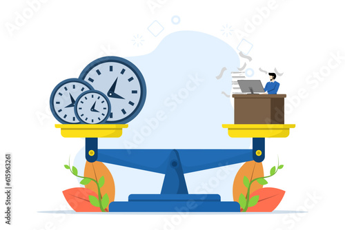 Time pressure and creativity in organizational psychological stress. too much work. stress and depression. Entrepreneurs have less available time. flat vector illustration.