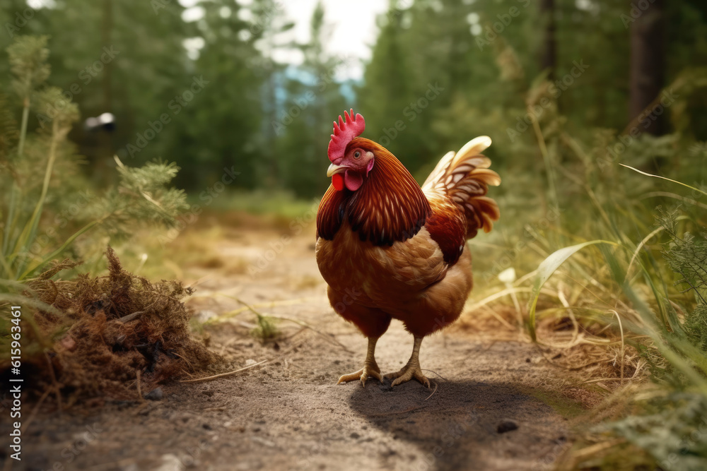 Lost chicken on side of the road created with Generative AI technology