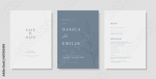 Premium wedding invitation template. Trendy wedding engagement template. engraved wedding invitation template