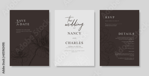 Simple and minimalist wedding card template. trendy modern wedding invitation template. beautiful wedding card template