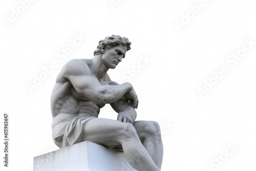 man statue act like thinking isolated on white