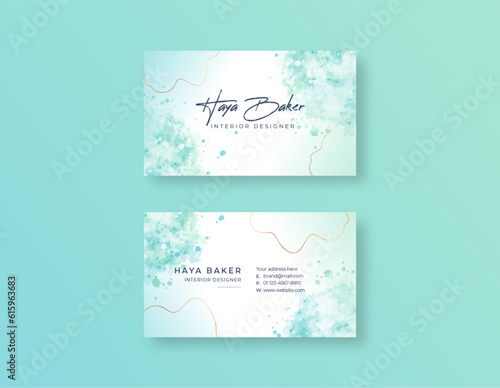 Beautiful business card template with a watercolor background