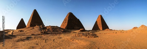 Panorama of Pyramids near Jebel Barkal mountain, Karima Napata Nubia, Sudan photo
