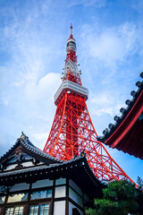 Keuken achterwand Tokio Tokyo Tower boven traditionele shinto tempel  © Designpics