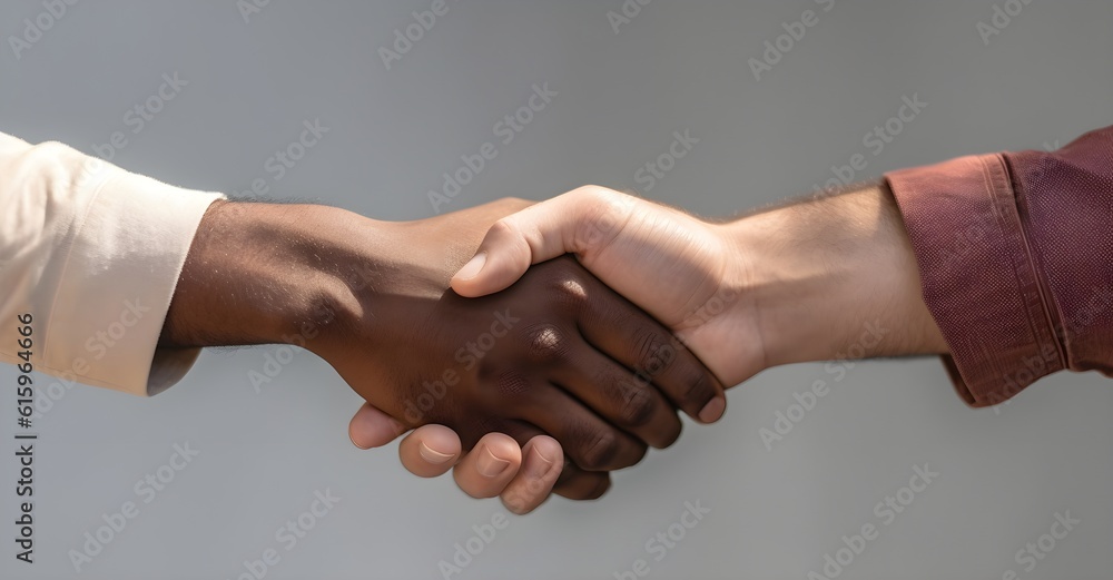 Close up multiracial man couple with African and Caucasian hands holding each other wrist in tolerance and anti racism concept, minimalistic background, AI Generated Close up multiracial man couple with African and Caucasian hands holding each other wrist in tolerance and anti racism concept, minimalistic background, AI Generated