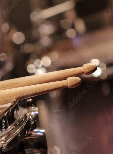 Drums closeup and drum sticks, Music